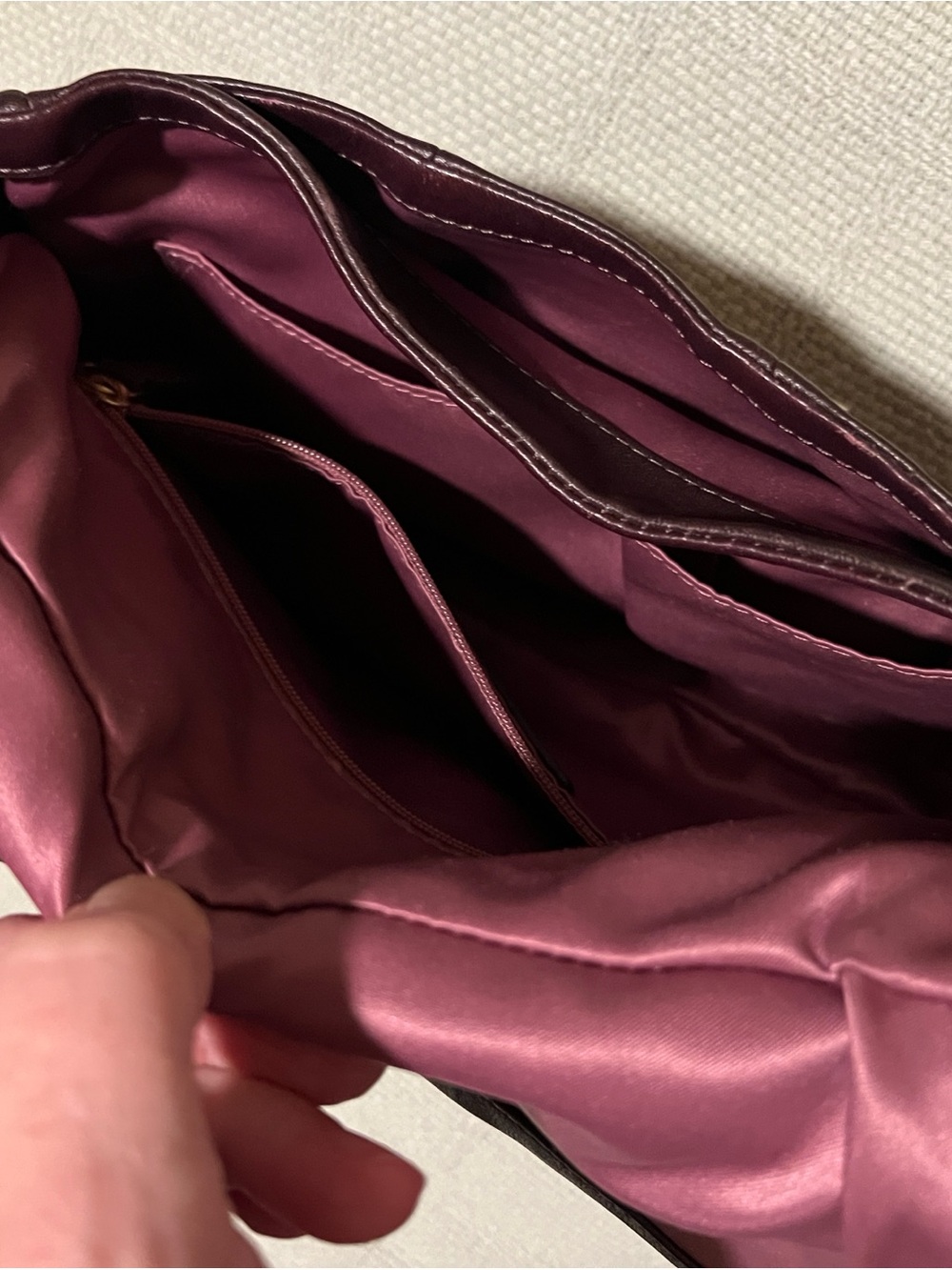 Coach Kristin Leather Flap Shoulder Bag in Deep Plum / Chocolate Burgundy - Picture 8 of 16
